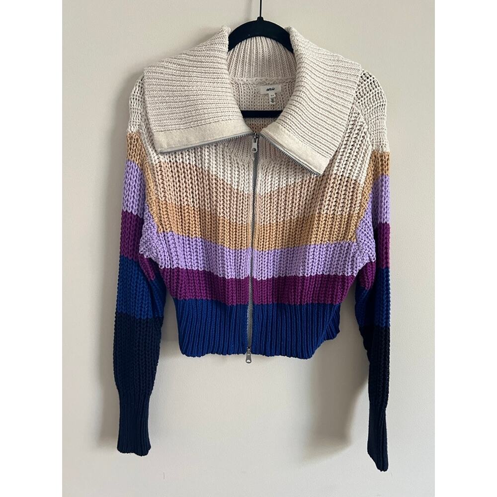 aerie Cropped Zip Cardigan in Cream, Tan, Lavender, Purple, Blue, Navy